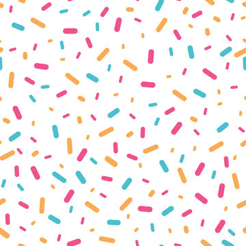 Colorful confetti sprinkles seamless pattern. Great for a birthday party or an event celebration invitation or decor. Surface pattern design.