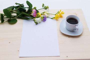 Obraz na płótnie Canvas coffee paper flowers