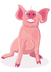 Cute piggy laughs happily.