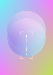 Cover fluid with round shapes. Gradient circles on holographic background. Modern hipster template for placards, banners, flyers, report, brochure. Minimal cover fluid in vibrant neon colors.