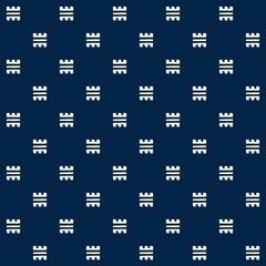 Abstract indigo shibori seamless vector pattern with mosaic