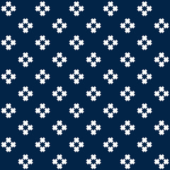 Abstract indigo shibori seamless vector pattern with mosaic