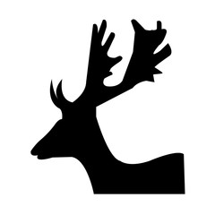 deer head silhouette clip art on white background, in black