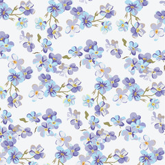 Beautiful seamless floral pattern with watercolor effect. Flower vector illustration