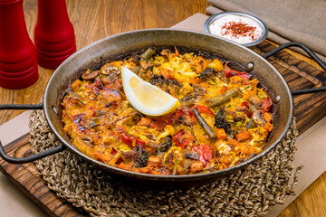 Spanish paella with vegetables