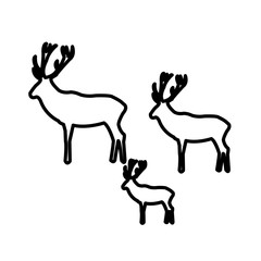 deer family outline on white background