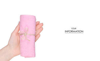 The pink towel roll in hand pattern