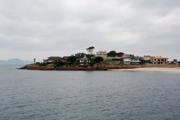 Fototapeta na wymiar Residences on Toralla island, Vigo, Galicia, Spain