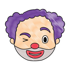 cartoon clown wiking an eye over white background, colorful design. vector illustration