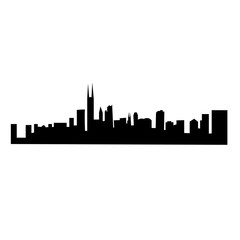 chicago city skyline silhouette on white background, in black