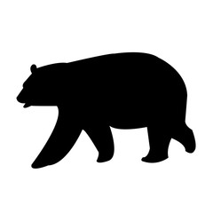 black bear silhouette clip art on white background, in black