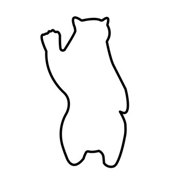 black bear outline clip art on white background,standing up on feet for attacking with paws