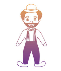 cartoon clown with hat standing over white background, colorful design. vector illustration