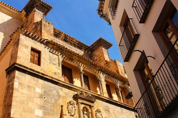 Fototapeta na wymiar El Salvador church and old facade in Caravaca de la Cruz, Murcia