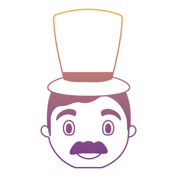 cartoon man with mustache and top hat over white background, colorful design. vector illustration
