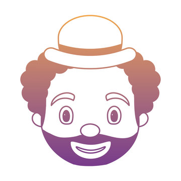 cartoon clown face with hat over white background, colorful design. vector illustration