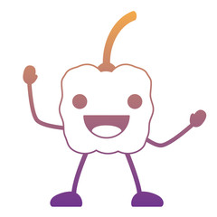 kawaii excited pepper icon over white background, colorful design. vector illustration