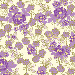 Beautiful seamless floral pattern with watercolor effect. Flower vector illustration