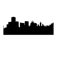 Naklejka premium ny skyline silhouette on white background, in black
