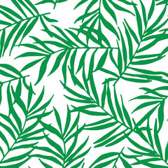 Naklejka na ściany i meble ropical palm leaves, jungle leaf seamless floral pattern background