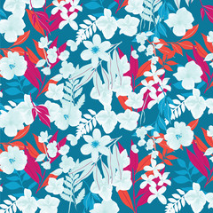 Beautiful seamless floral pattern with watercolor effect. Flower vector illustration