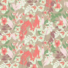 Beautiful seamless floral pattern with watercolor effect. Flower vector illustration