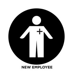 new employee icon on white background, in black, vector icon illustration