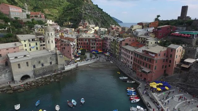 Aerial view of Guglielmo Marconi Square in Vernazza