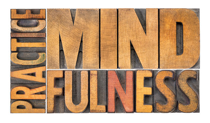 Practice mindfulness word abstract