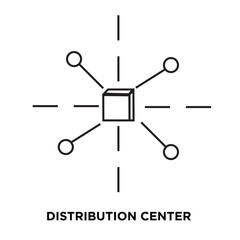 distribution center icon on white background, in black, vector icon illustration