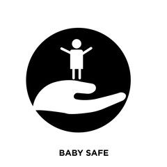 baby safe icon on white background, in black, vector icon illustration