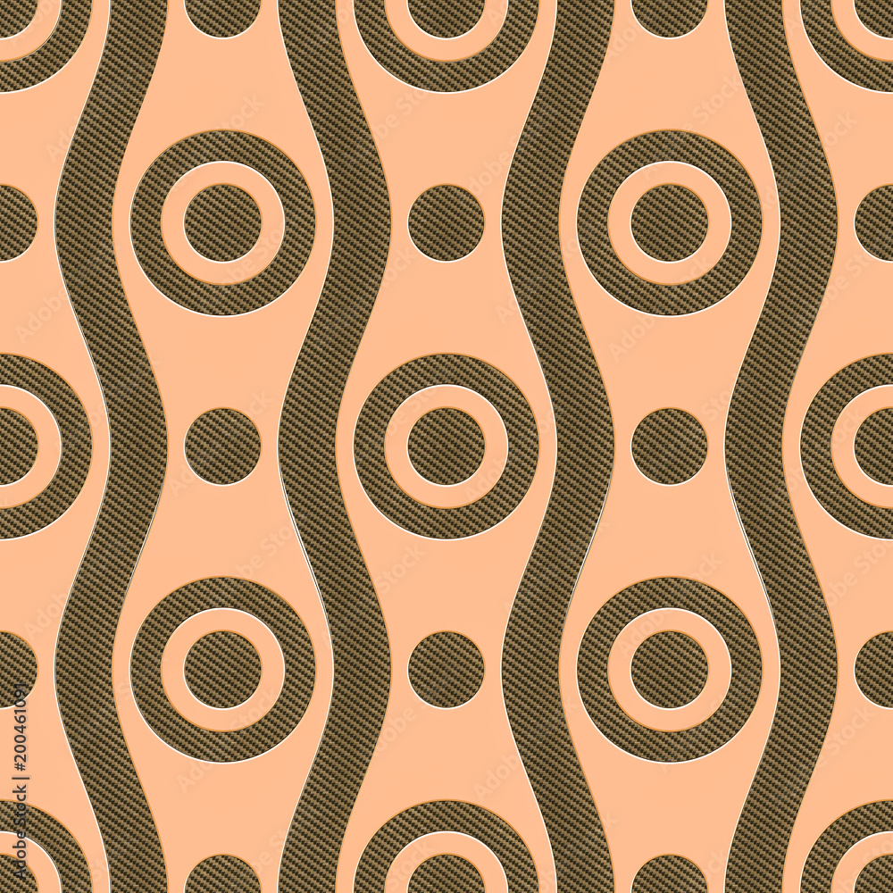 Poster golden metallic background with patterns, 3d rendering