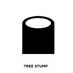 tree stump icon on white background, in black, vector icon illustration