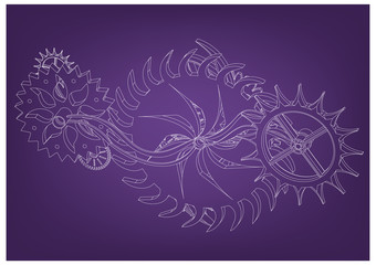 Cogwheels on a purple