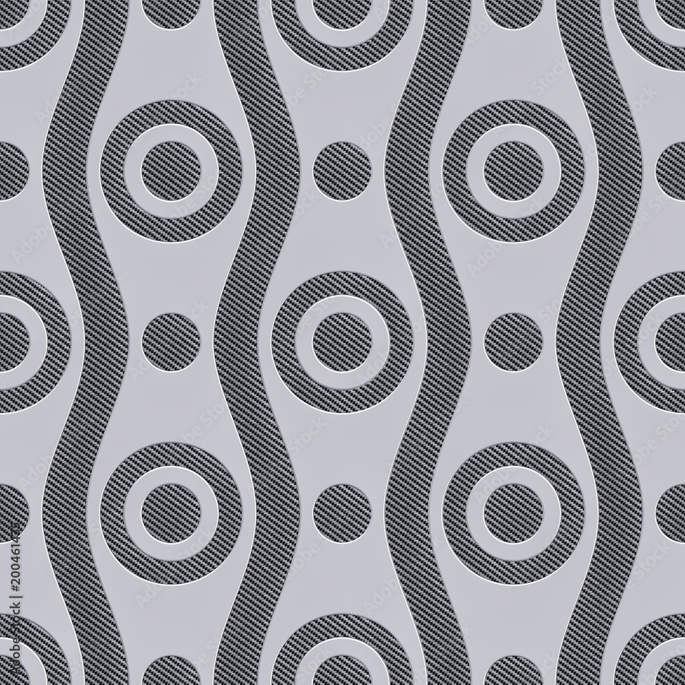 Poster silver metallic background with patterns, 3d rendering