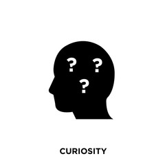 curiosity icon on white background, in black, vector icon illustration