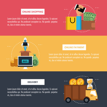 Online Shopping Infographic With Cartoon Elements V