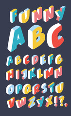 White isometric 3d font, Three-dimensional alphabet.