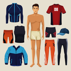 Model man with fitness wear clothes vector illustration graphic design