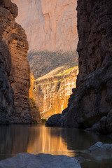 Fototapeta na wymiar Golden sun and dark shadow, Santa Elena Canyon, Texas.