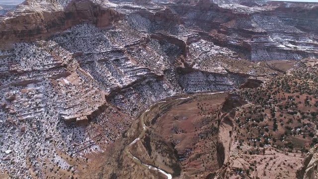 Aerial view flying over the Little Grand Canyon at the Wedge in the San Rafael Swell.