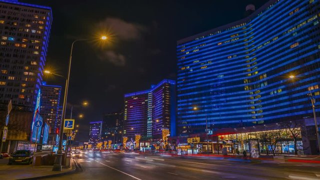 Moscow Arbat neon lights 4k time lapse footage