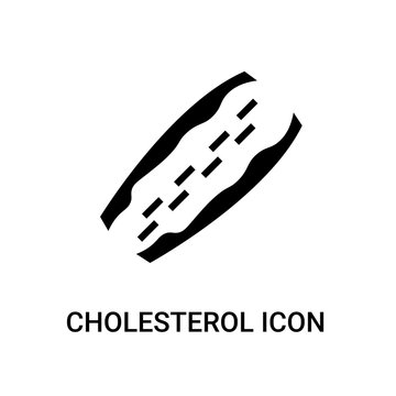 cholesterol icon on white background, in black, vector icon illustration
