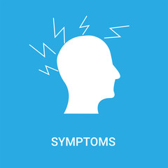 symptoms icon on blue background, in white, vector icon illustration