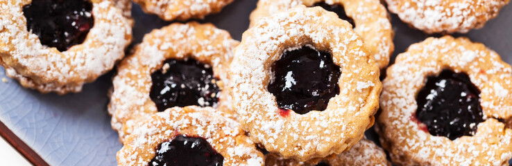 Shortbread Cookies With Jam Or Jelly Centers. Selective focus.