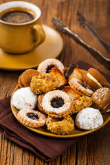 Homemade European Bakery Style Cookies Variety Flavors. Selective focus.