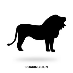 roaring lion silhouette isolated on white background