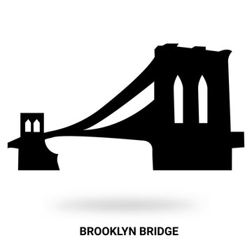brooklyn bridge silhouette isolated on white background
