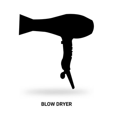 blow dryer silhouette isolated on white background