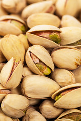 Sea Salt Roasted Pistachios Background. Selective focus.